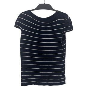 Giorgio Armani Runway Navy White Striped Knit Top, Size 6